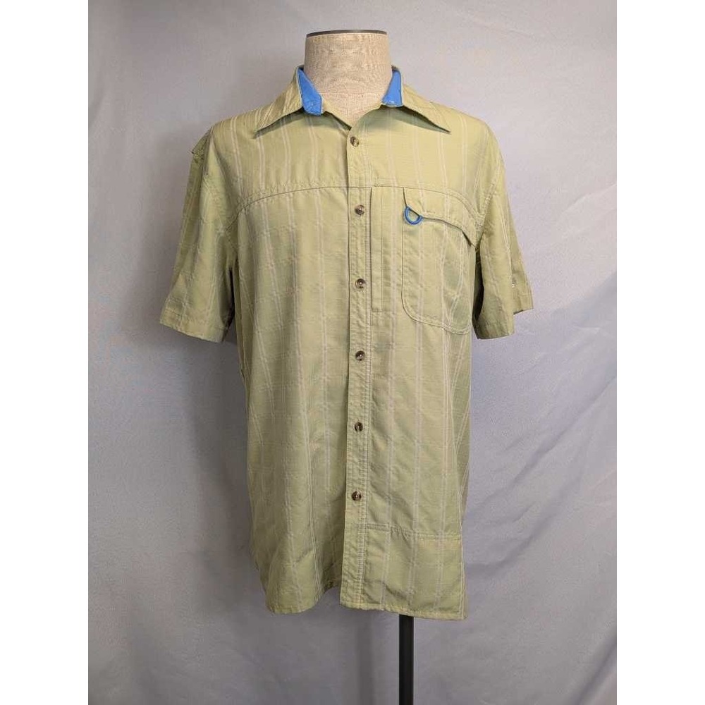 Gander Mountain Men's L Short Sleeve Sun Protect Quick Dry Plaid Button Up Shirt